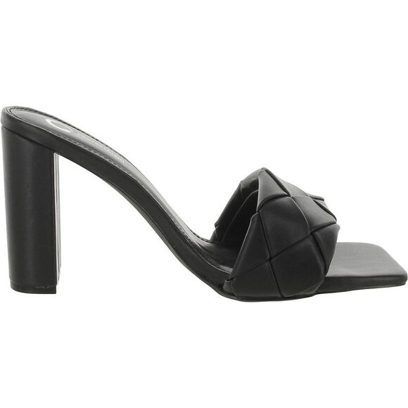 Journee Collection Womens Black Faux Leather Square Toe Block Heel NWT - Picture 3 of 3